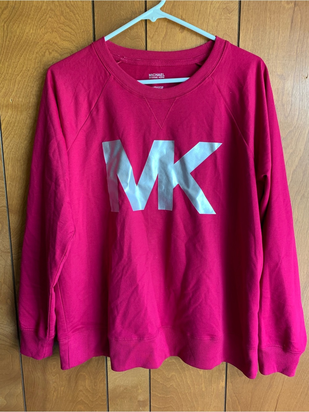 Hot pink MICHAEL Michael Kors MK women's sweatshirt Graphic logo on front L EUC